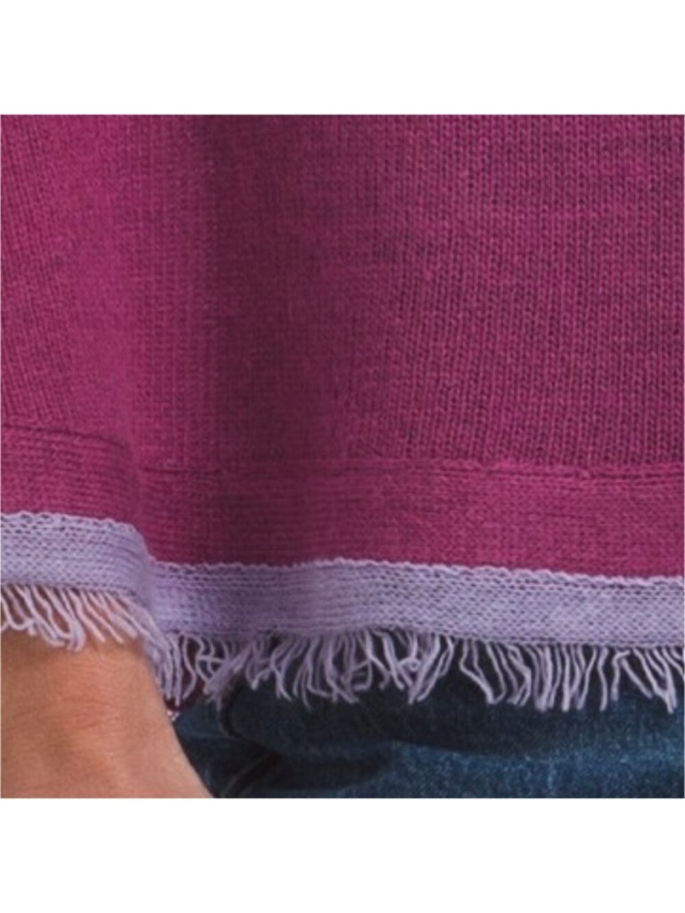 PORTOLANO Wool Blend Poncho With Eyelash Fringes And Bow - Picture 4 of 4